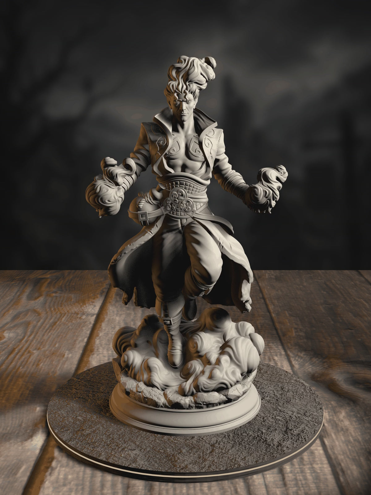 360-degree turntable of Villam Nitrana, Air Elemi Storm Sorcerer, showcasing full sculpt detail from every angle.