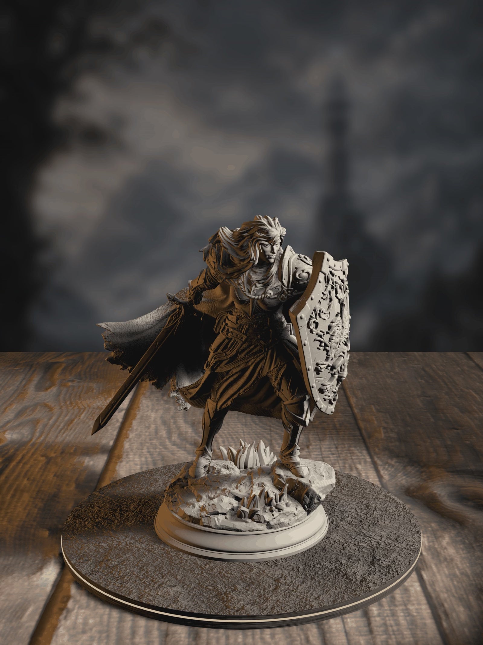 360-degree turntable of Lydia the Untarnished, Golden Griffin Sergeant, showcasing full sculpt detail from every angle.