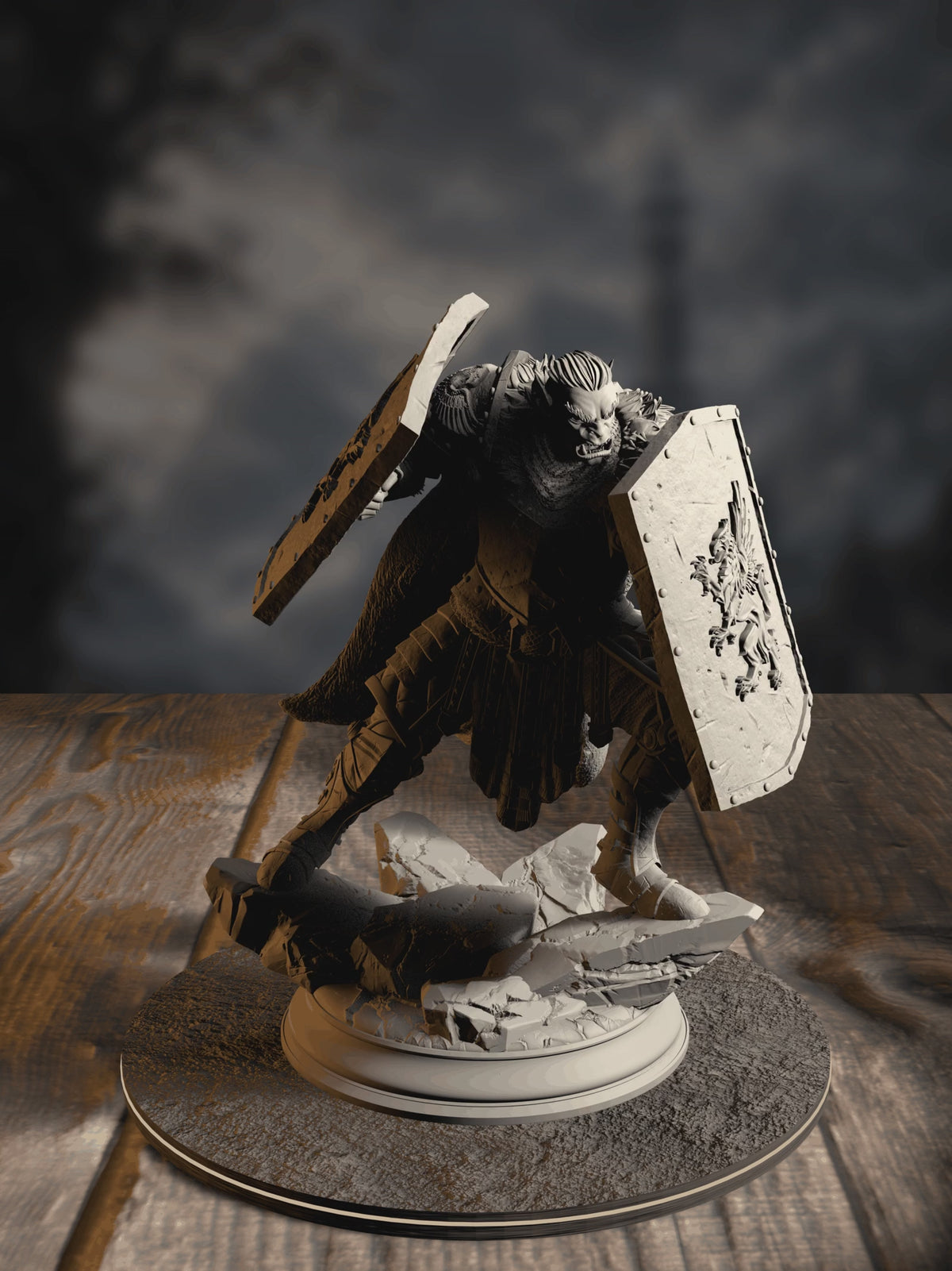 360-degree turntable of Trenon the Remade, Golden Griffin Vanguard, showcasing full sculpt detail from every angle.