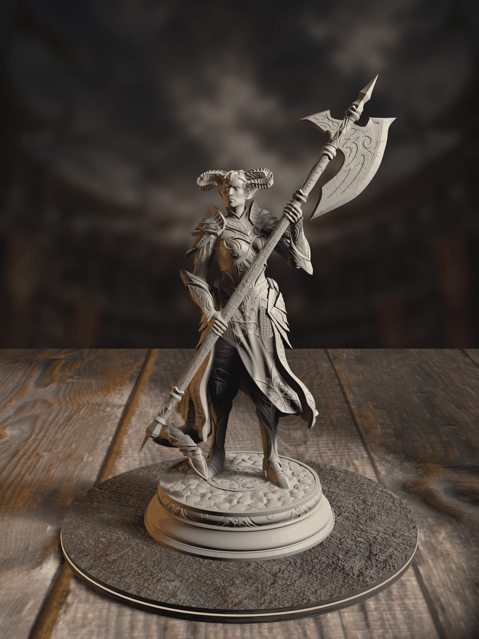 360-degree turnaround view of the Matriarch tiefling noblewoman miniature