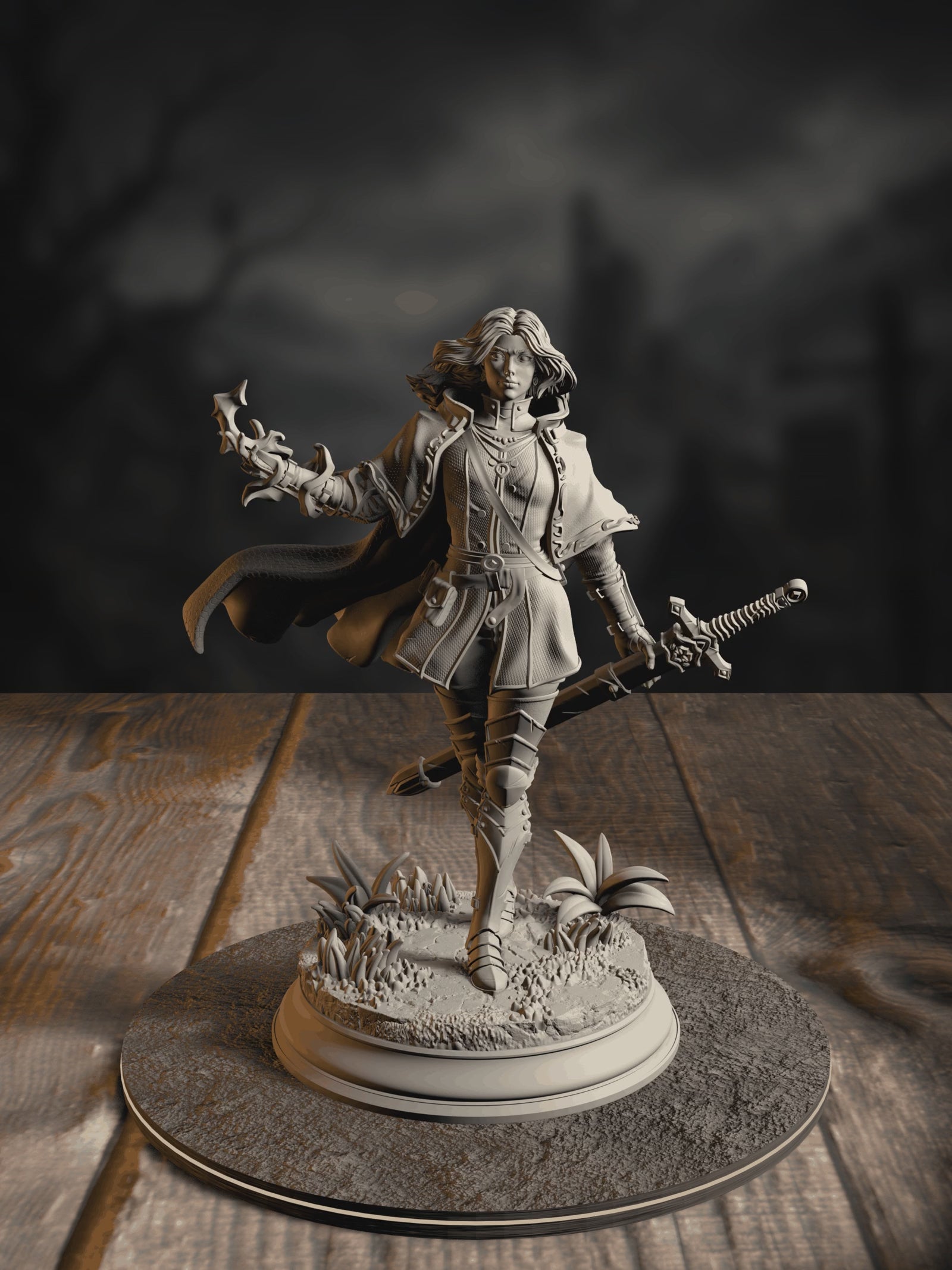 360-degree turntable of Erina of Amarth, University of Canos Proctor, showcasing the full sculpt detail from every angle.