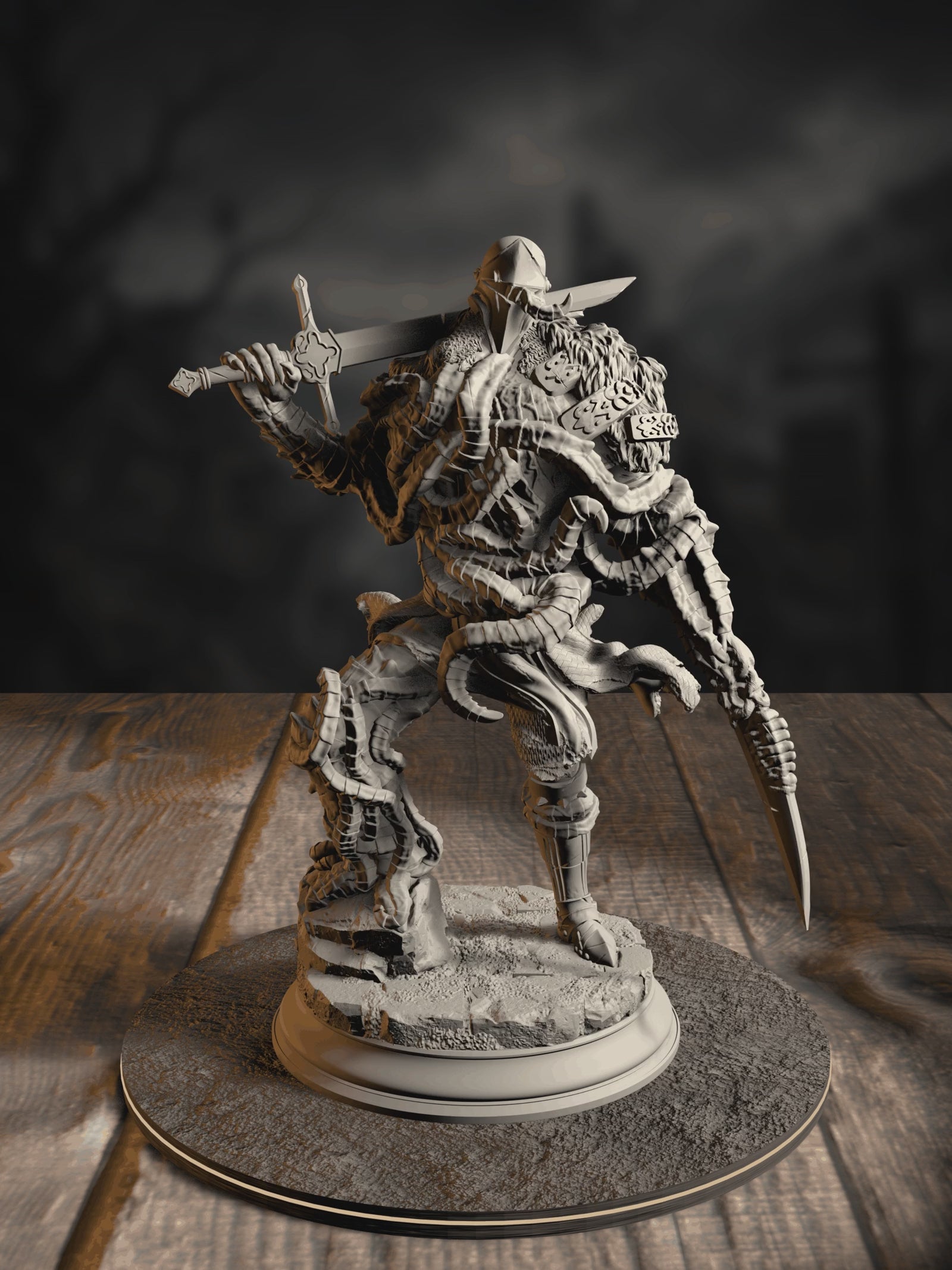 360-degree turntable of The Blight’s Warriors, Blighted Knight 3, showcasing full sculpt detail from every angle.