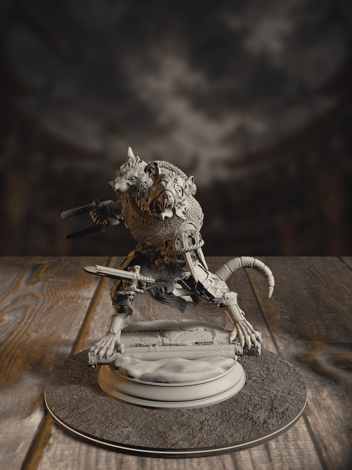 360-degree turnaround view of the Scabbers Ratfolk Warriors 1 miniature