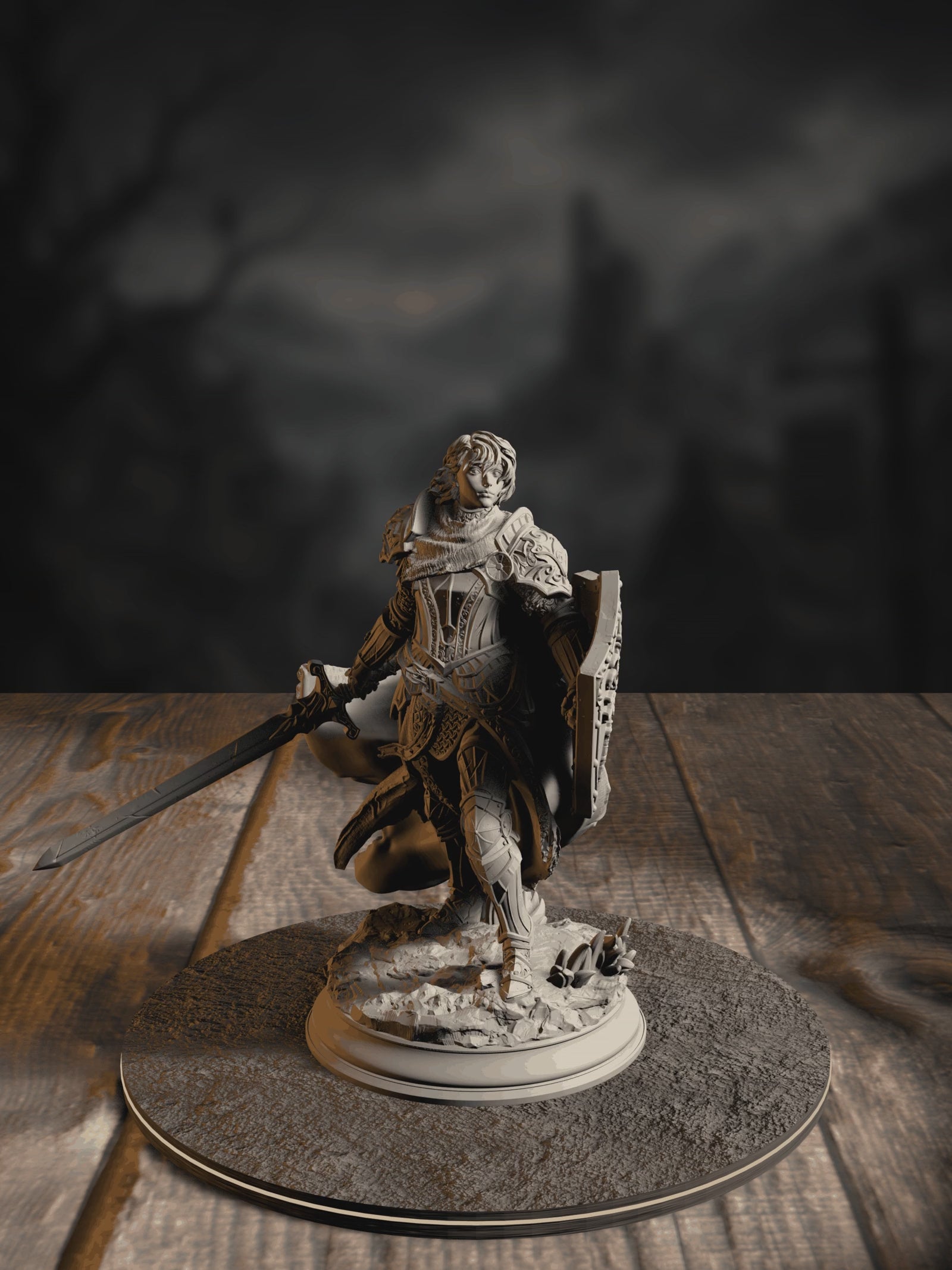 360-degree turntable of Alwine von Findros, Elite Marine Knight (No Helmet variant), showcasing full sculpt detail from every angle.