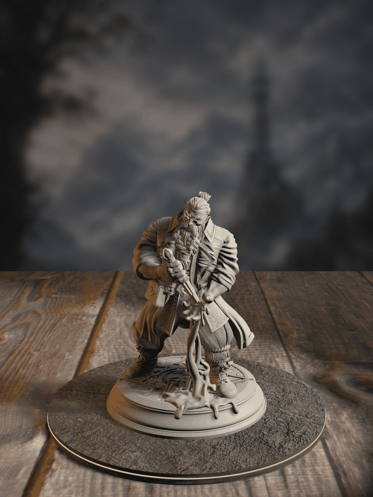 360-degree turntable of Korgrin Bloodstone, Fledgling Haemomancer, showcasing full sculpt detail from every angle.