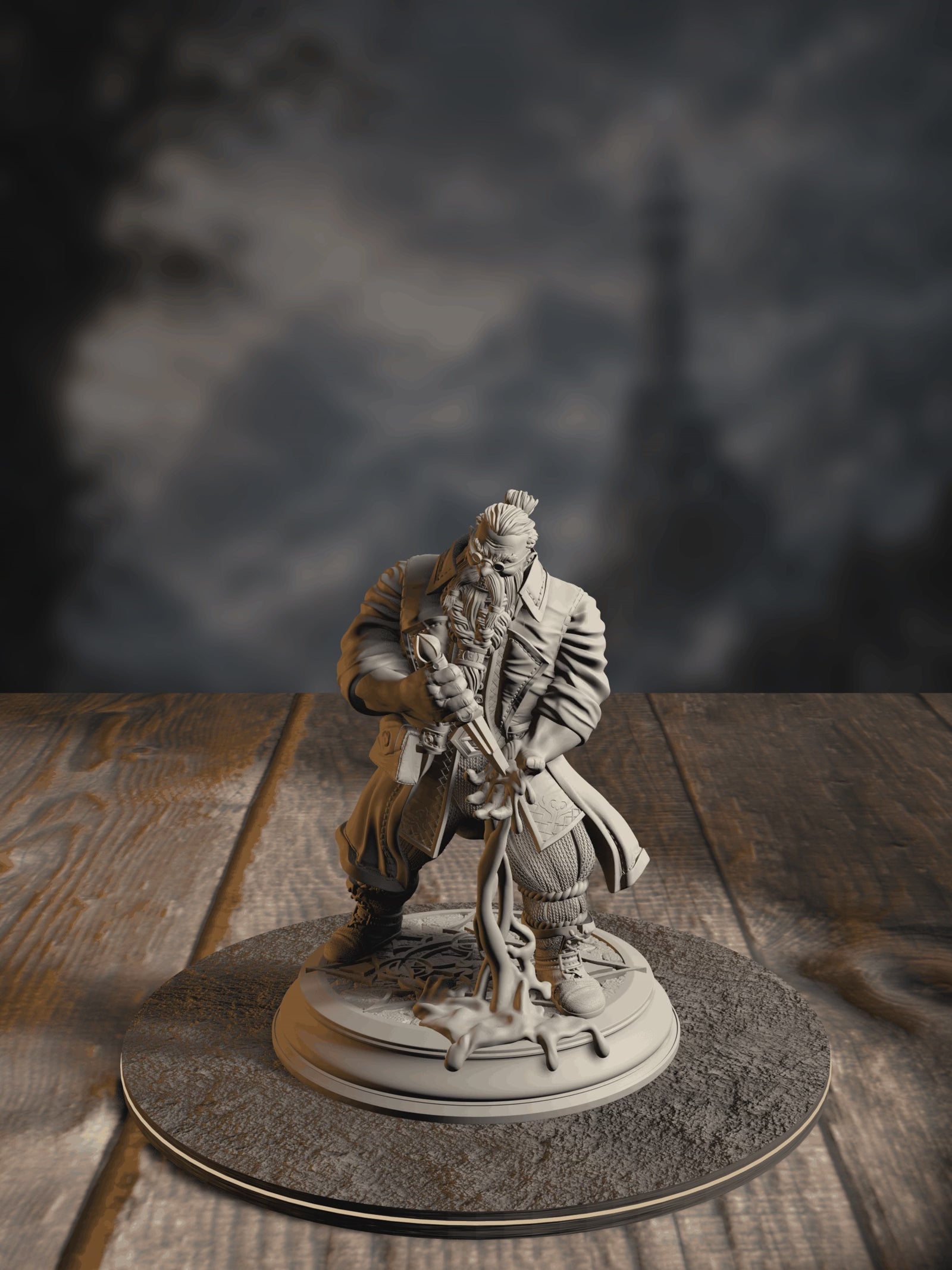 360-degree turntable of Korgrin Bloodstone, Fledgling Haemomancer, showcasing full sculpt detail from every angle.