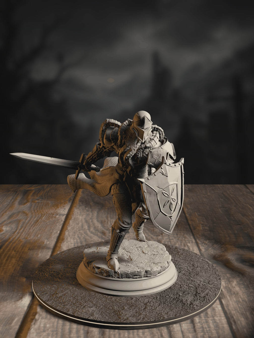 360-degree turntable of The Blight’s Warriors, Blighted Knight 1, showcasing full sculpt detail from every angle.