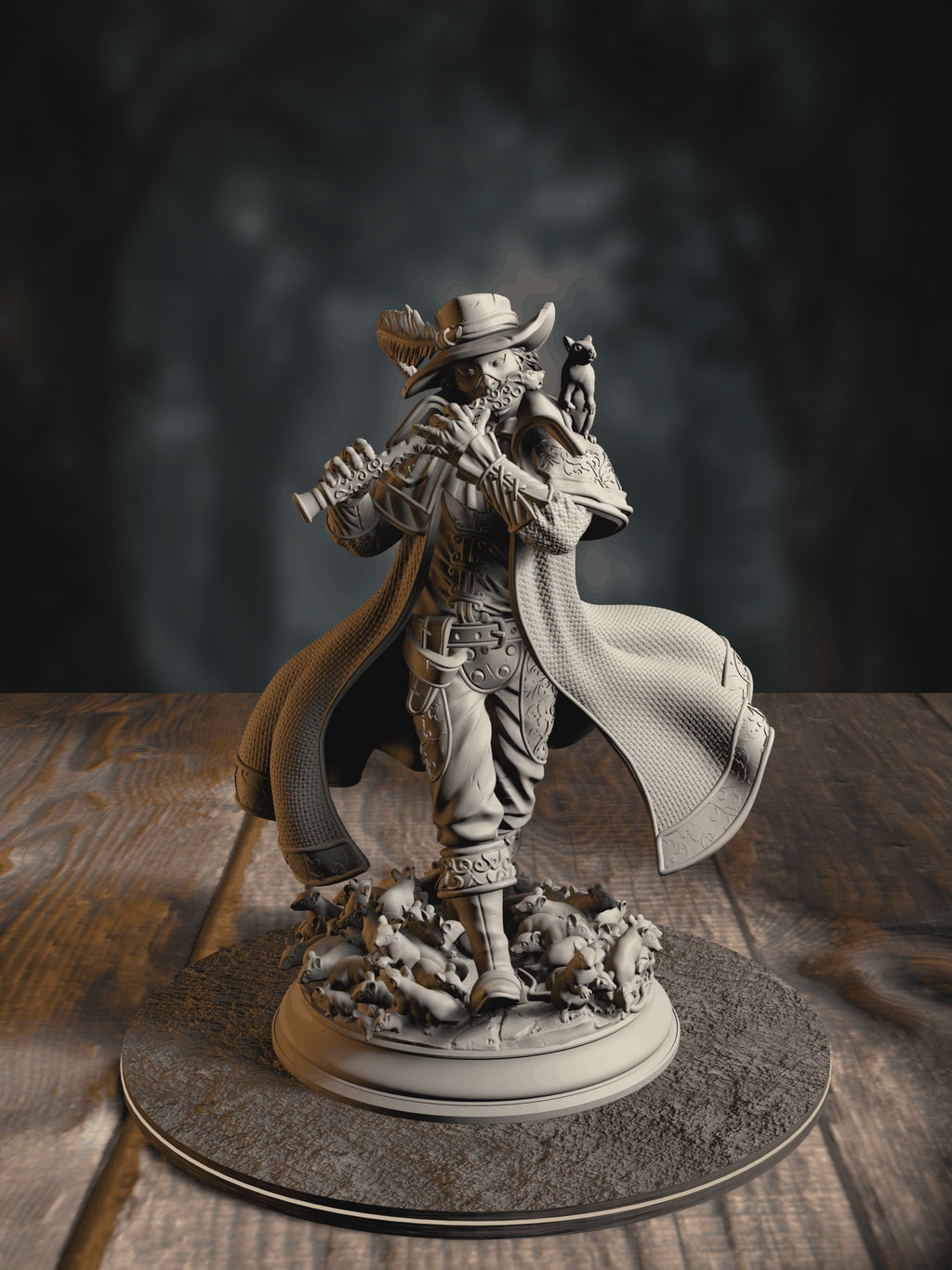360-degree turntable of Hamelin Pansworth, The Pied Piper, showcasing full sculpt detail from every angle.