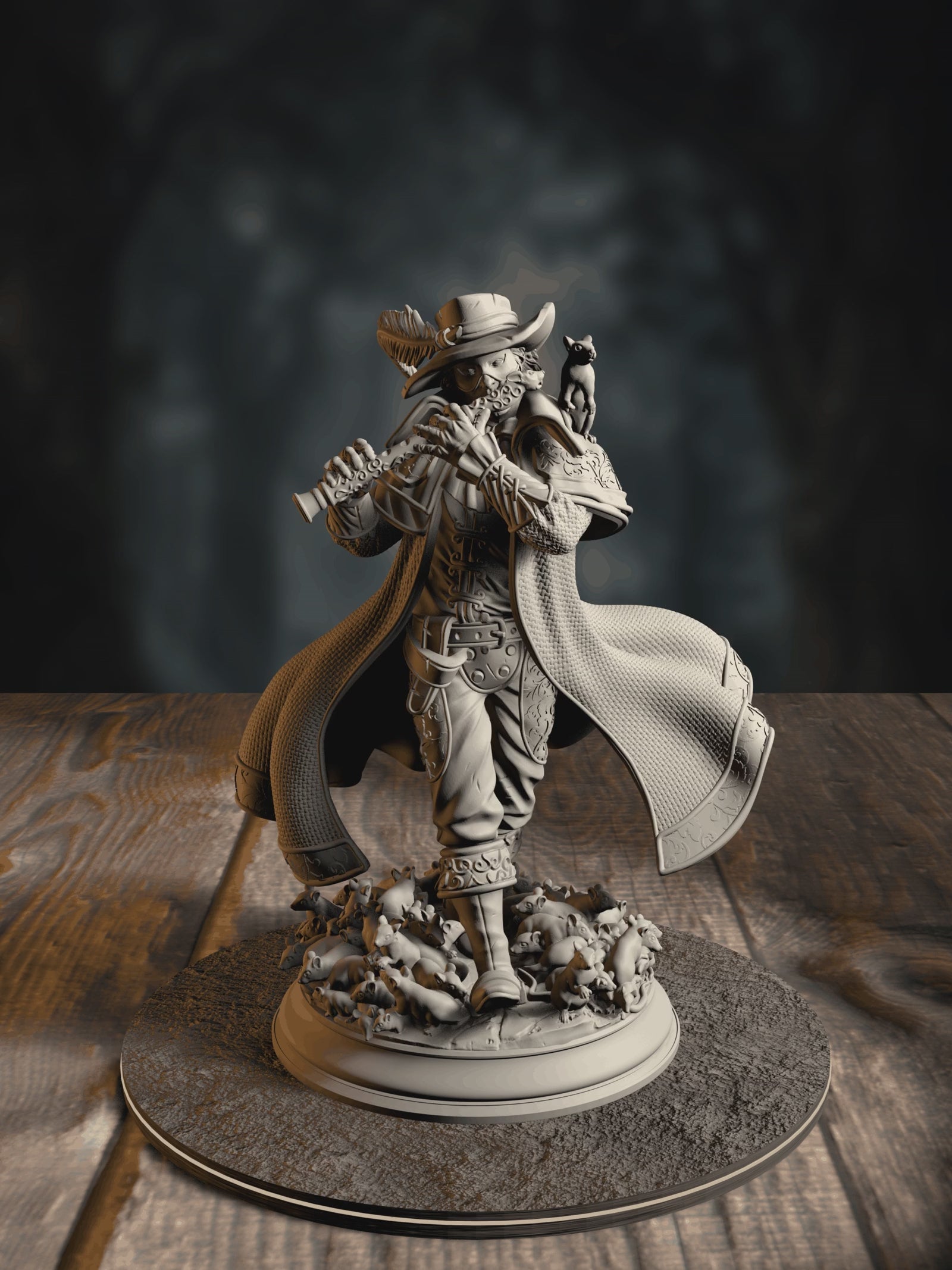 360-degree turntable of Hamelin Pansworth, The Pied Piper, showcasing full sculpt detail from every angle.