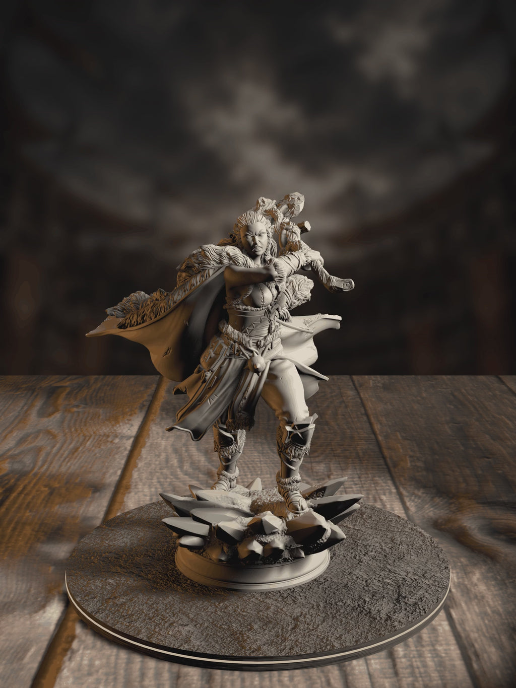 360-degree turnaround view of the Ice Heart colossal barbarian sorcerer miniature