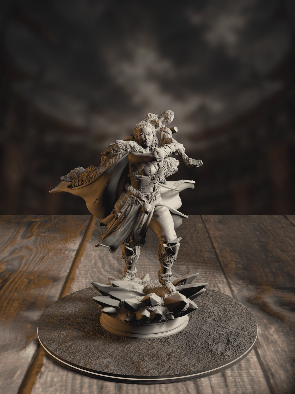 360-degree turnaround view of the Ice Heart colossal barbarian sorcerer miniature