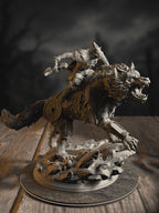 360-degree turntable of Skjolnir & Haarn, The Wolf Knight, showcasing full sculpt detail from every angle.